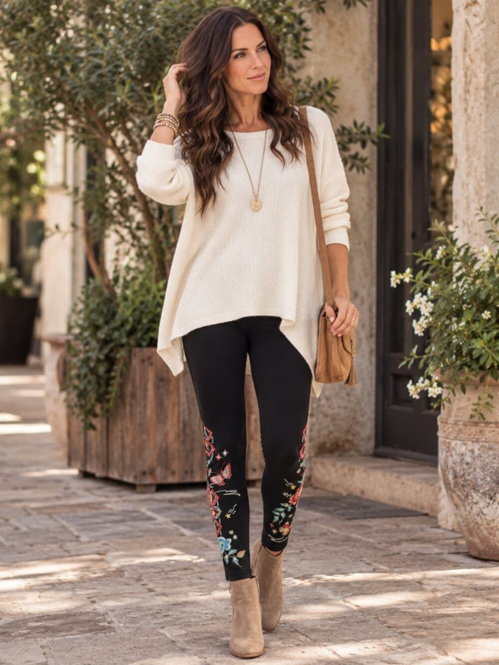 Johnny Was Cara Black Leggings | Floral Butterfly Embroidered | XXS NWT